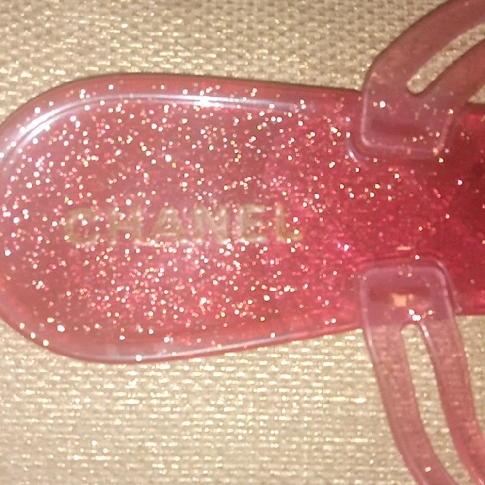 Authentic Chanel Flower Sparkle "Jelly" Pool Slides Gem